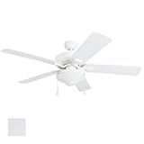 Honeywell Ceiling Fans Belmar 52 Inch Ceiling Fan With Light, Indoor/Outdoor Ceiling Fan with Pull Chain, LED Tri-Mount 5 Blade Design, ETL Damp Rated, White (50513-01)