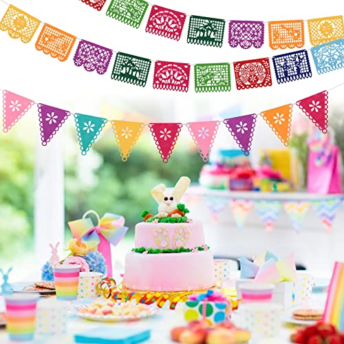 Sainyarh 4 Pieces Day Of The Dead Banners Papel Picado Banner Mexican Fiesta Birthday Party Decorations, Felt Dia De Los Muertos Garland, Cinco De Mayo Hanging Flag, Halloween Kids Party Supplies #TOP7