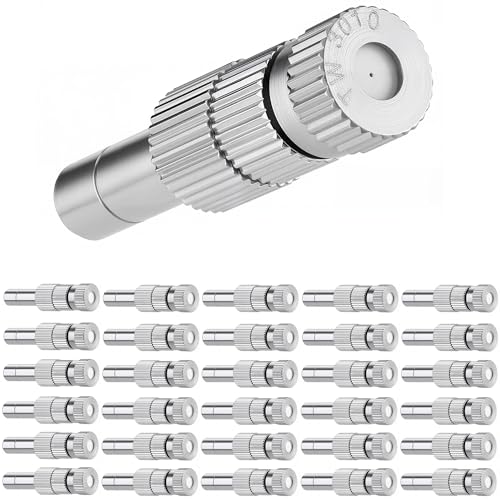 Mornajina 30 Pcs Brass Misting Nozzles Mister Replacement Nozzles with Filter Mesh Fit 1/4" Water Misting Nozzle Tees, 0.012"/0.3mm Orifice Misting System Heads Sprayer for Outdoor Cooling System