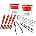 Crabaholik Seafood Tools Set: Ultimate Crab Utensils Set of 2 Lobster Crackers + 2 Ceramic Butter Warmers + 4 Lobster Knives + 4 Crab Forks| Stylish & Heavy-Duty Seafood Lovers