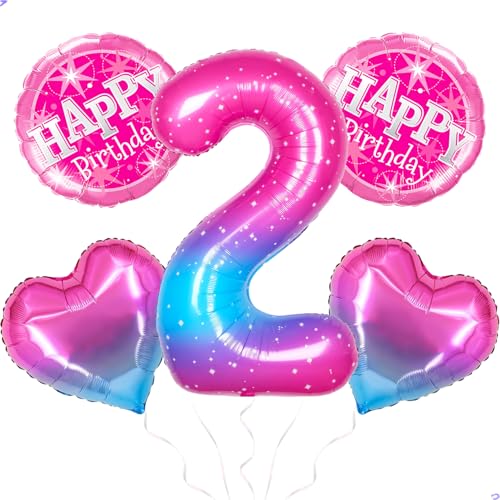 Gradient Number 2 Balloon for Kpop Birthday Decorations, 40 inch Big Helium Number Balloons for Girls Birthday Party Celebration Decoration Supplies
