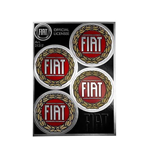 Fiat 21217 4 Pegatinas Oficiales Logo Rojos, Diámetro 48 mm