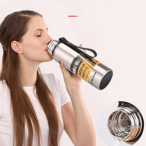 1000/1500ML roestvrijstalen thermoskan, herbruikbare waterfles, lekvrije siliconen handgreep voor buitensporten kamperen… - Image 7