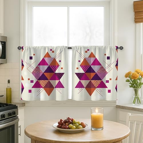 Rideaux de cuisine, motif triangles géométriques, lignes géométriques modernes à motifs...