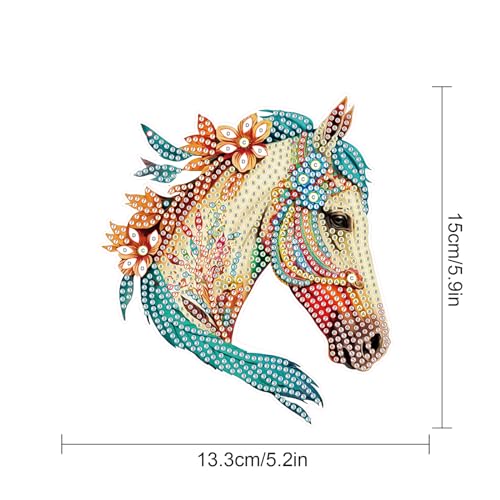 Image of AiYuanzsh Horse Diamond Painting Hanging Ornament Kit for Adults, DIY Acrylic Diamond Art with Special Shaped Rhinestones, Window Suncatcher Wall Door Decoration Gift