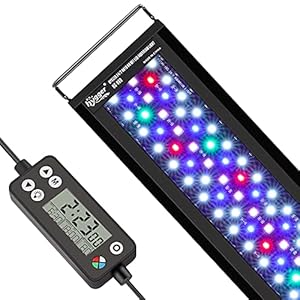 Hygger Luz Acuario,Luz Acuario Plantado,14W 24/7 Ciclo de Iluminación Luz LED Acuario con Espectro Completo con Monitor LCD, 7 Colores,Temporizador Ajustable,3 Modos para Tanque de 30-45cm