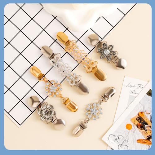 Image of 6 Pieces Dress Clips Back Cinch Set,5.5inch Scarf,Sweater,Clothes,Shawl,Retro Cardigan Collar,Travel Hat,Dress Shirt Brooch Clip for Women Girl Decor