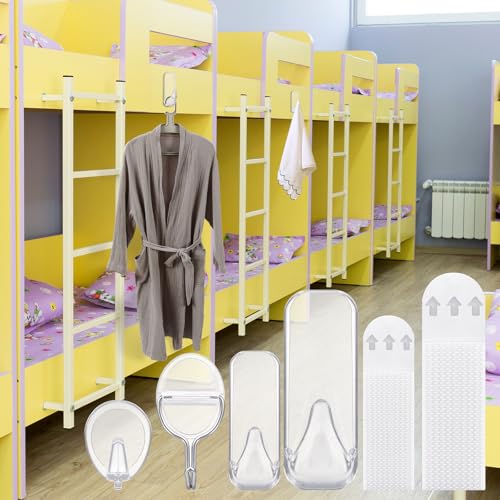 Image of Colingmill 17 Pcs Dorm Clear Variety Adhesive Wall Hook Pack, Including 5 Pairs of Picture Hanging Strips, 3 Clear Wire Hooks and 9 Wall Hooks for College Dorm Bathroom Bedroom Office