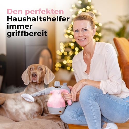 Neighbour’s Friend® Handdampfreiniger in Rosa – Leistungsstarkes Dampfreiniger Handgerät I Dampfente mit 350ml Tank, Dampfregulierung & Aufsätzen für Haushalt, Fenster, Polstermöbel & mehr