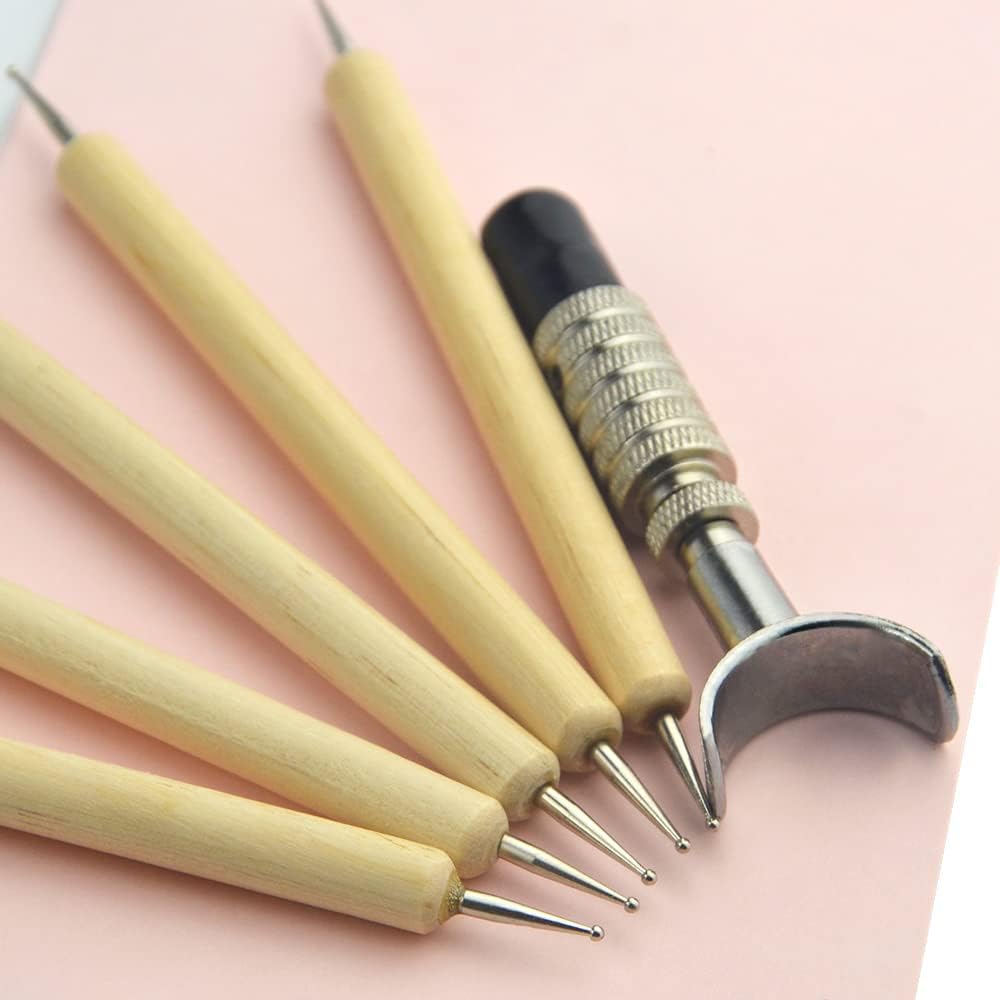 WMYCONGCONG 27 PCS Leather Stamping Tools Leather Carving Working Saddle Making Tools DIY Leather Craft Stamps Set Hammer Swivel Knife for Leather Craft DIY - Image 8