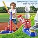 NIPLOOOW 2 in 1 T Ball Sets for Kids 3-5,Tee Ball Set with 10 Balls,Step on Pitching Machine,Teeball Batting Tee,Baseball Toys Outdoor/Indoor Sport Toys Gift for 3 4 5 6 7 8 Year Old Kids Boys Girls