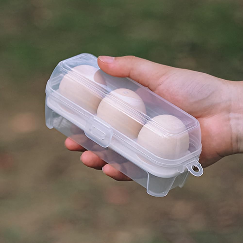 Hueveras, Organizador de Huevos de Cocina portátil y Duradero de plástico Transparente con Tapa de Rejilla de 3/4/8"(3 Cells)