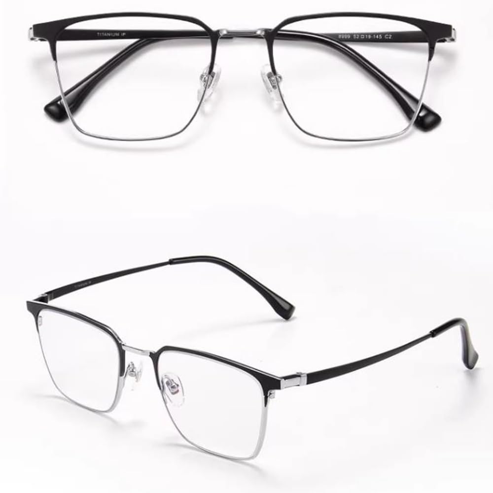 Titanio Gafas de Lectura Fotocrómico Gafas de Sol HD Gafas de computadora Moda Ultraligero Rectangulares Negro Marco,Hombre(Size:+3.0)