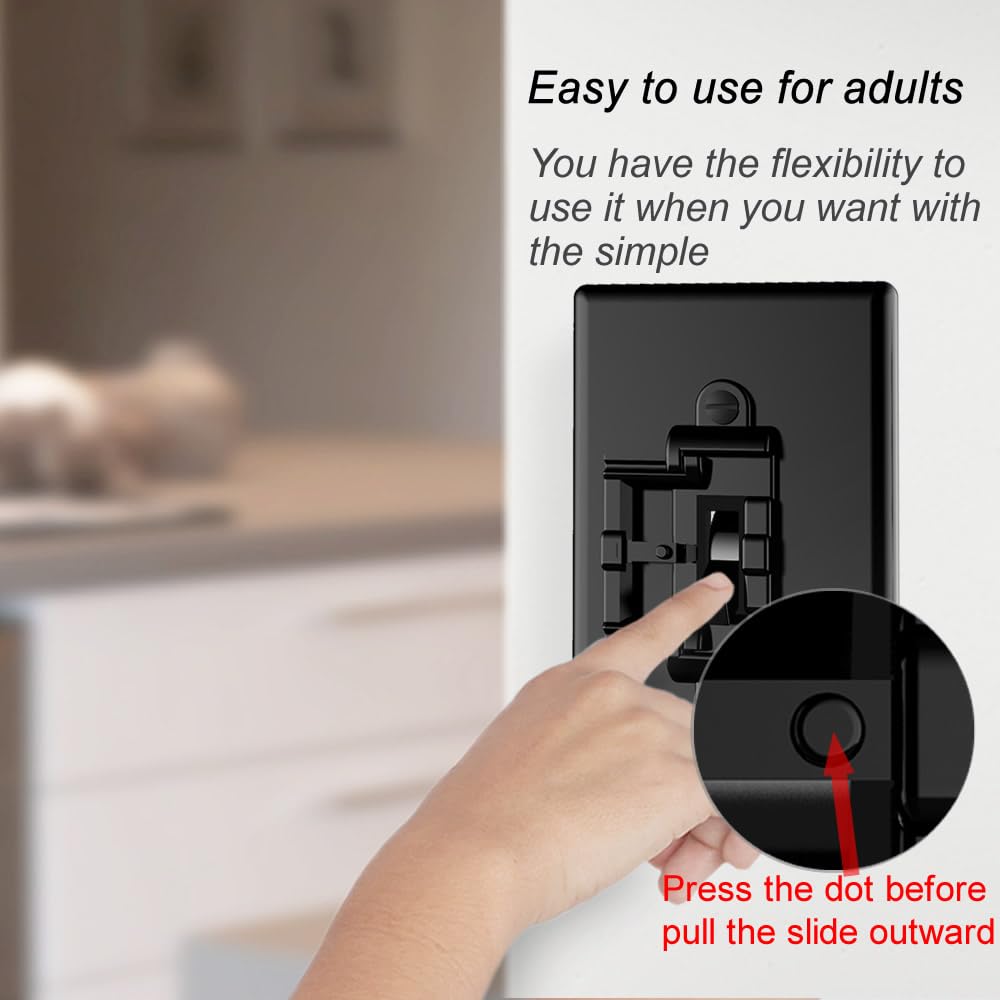Light Switch Cover Guard,Toggle Lightswitch Coverplate Lock,Child Proof Switch Plate Cover Prevents Kids or Accidental Turned On/Off,Light-switch Protection (Gloss Black, 4 Pack)