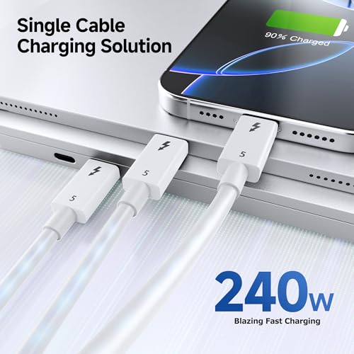 Image of Cable Matters [Intel Certified] 80Gbps Thunderbolt 5 Cable with up to 120Gbps Bandwidth Boost and 240W Charging - 1m / 3.3ft, Compatible with Thunderbolt 4, USB4, and USB C, White
