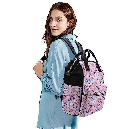 Cute-Unicorns-Stars-and-Planet-Diaper-Bag-Portable-Backpack-Mommy-Bag-Travel-Shoulder-Daypack-for-Outdoor-Working-Beach