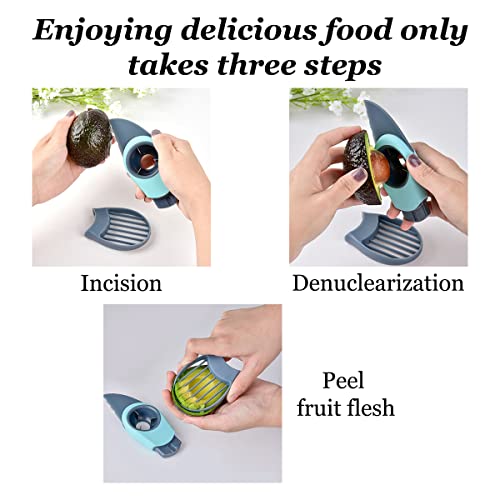 Foto von Taozoey Avocadoschneider, 3-In-1 Avocado Tool, Avocado Slicer Cutter, Avocado Obst Schneider, Küche Gadgets für Avocado, Kiwi und Mehr Obst(Blau)