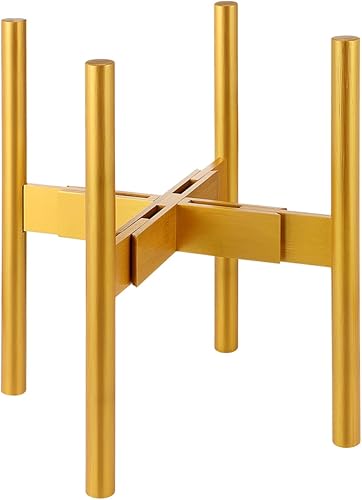 Soporte ajustable extensible para plantas, moderno soporte de bambú para macetas de interior para macetas, estante versátil para macetas, acabado