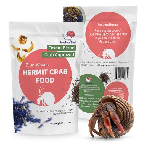 Blue Waves Hermit Crab Food Marine Protein with Krill Bloodworms & Sea Veggies 30g Snout and Shell