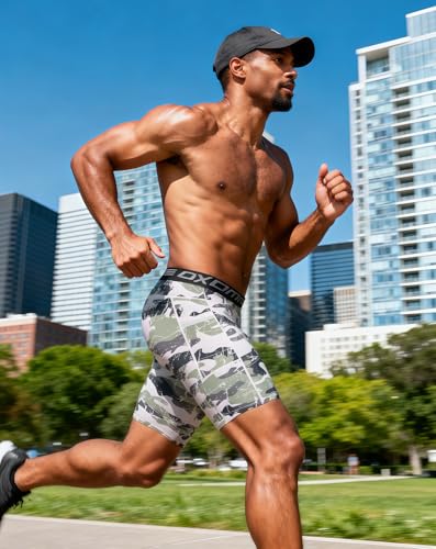 Image of Compression Shorts Men Spandex Sport Gym Shorts Athletic Workout Running Tights Training Underwear
