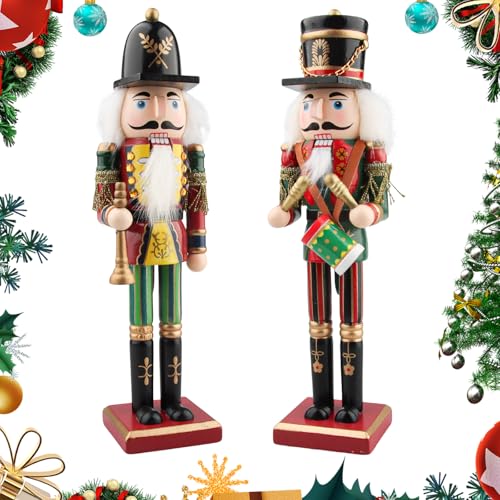 Szhhrxi 2025 Handbemalt Nussknacker aus Holz, 2 Großen...
