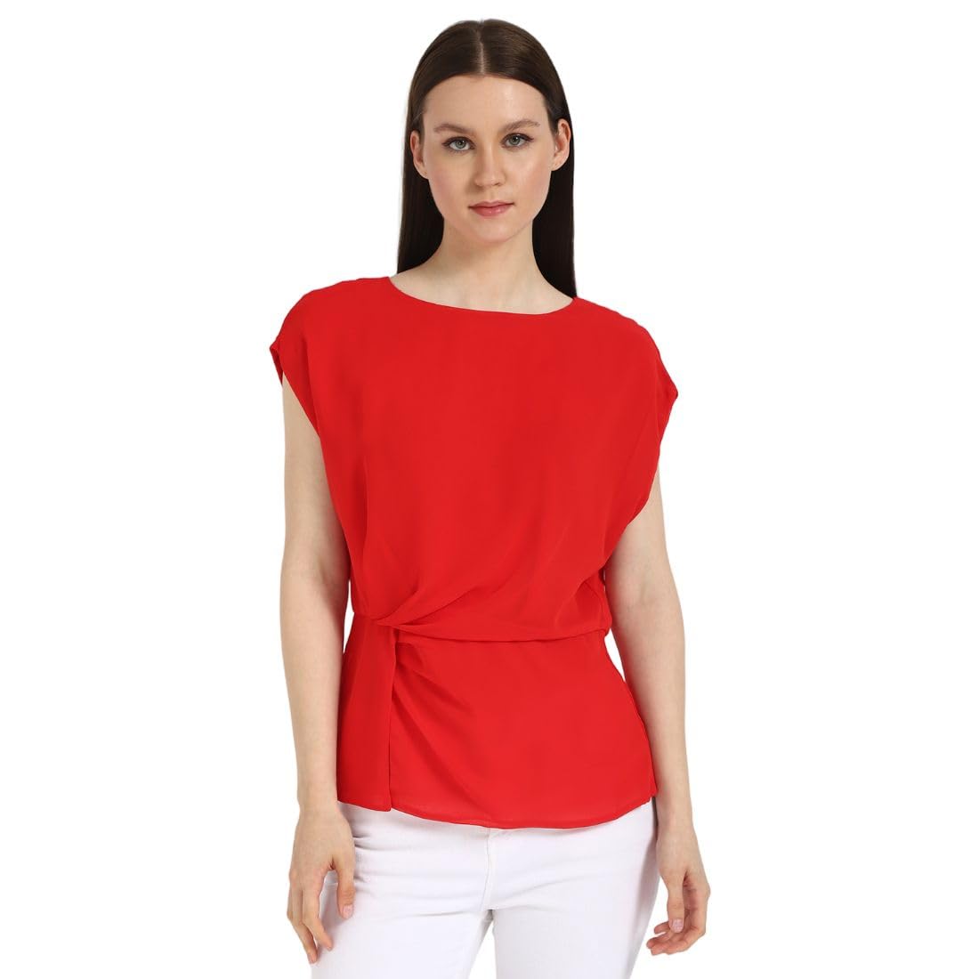 Calvin Klein Jeans Blusa de Gasa para Mujer, Goji Berry, XS