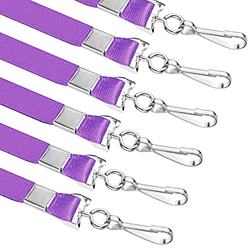 50 Pieces Lanyards For Id Badges,Flat Nylon Lanyards With Swivel Hook Clips For Keychains,Name Tag Badge Holders (Purple) #TOP1