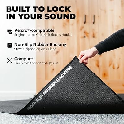 KickBlock Drum Rug 6'6 x 5'6 Non-Slip Rubber Backing with Gig Bag Included Drum Mat for Acoustic and Electronic Kits Folds Compact for Travel Drum Set Rug Made in USA