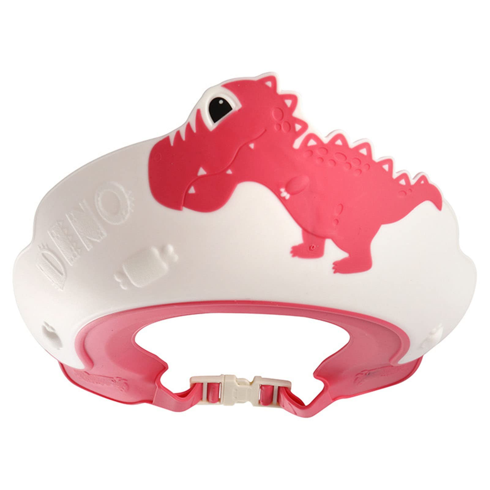 Bébé Douche Bain Chapeau Oreille Yeux Protection Dessin animé Dinosaure Doux Confortable élastique Enfant en Bas âge Bonnet de Bain (Rouge)