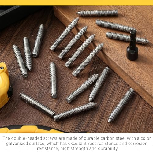 Image of Hicarer 20 Pack 3 /8-16 x 3 Inch Hanger Bolts Double Headed Bolts with Driver Self Tapping Screw Threaded Rod Screws for Furniture Double Headed for Wood Furniture Joint, Silver