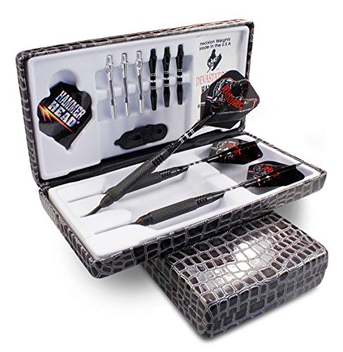 Bottelsen Hammer Head 95% Tungsten Devastators Black Steal 9/32-Inch Diameter Coarse Knurl Dart, 25 Gram #TOP1