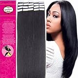 16 Inch Color 1b-black with Brown Tape in Premium Remy Human Hair Extensions_20 Pieces Set_30g Weight Straight Women Beauty Salon Style Design by lilu