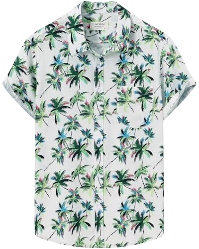 TUNEVUSE Mens Hawaiian Short Sleeve Shirt Button Down Tropical Floral Beach Vacation Shirt4
