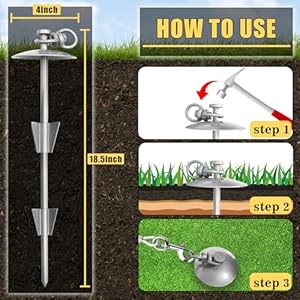   Heavy-Duty-Dog-Tie-Out-Stake-with-10FT-Dog-Cable-for-Large-Dog-Up-to-150-Lbs-Spiral-Dog-Stake-for-Outside-Easy-to-Install-360-Swivel-Dog-Stake-for-Yard-Camping-Beach