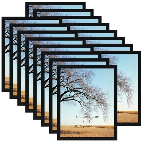 Giftgarden 8x10 Picture Frame Black Set of 16, Lightweight 8 by 10 Photo Frames Bulk for Gallery, Office, Living Room Wall Hanging and Tabletop Display