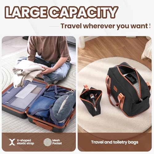 Image of Hoteel Luggage Sets 3 Piece, 4-Year Warranty, Carry-On Luggage with Dual-Spinner Wheels, ABS Hard Shell Suitcase with TSA Locks, 20 Inch Lightweight Luggages for Travel, Blcak(20IN /DB /TB)