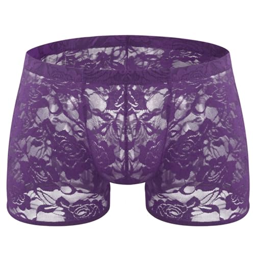 BreakEgg Men's Lace Boxers Underwear Seamless Lace Design with Low Waist Sexy and Comfortable Mens...
