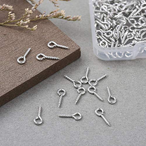 Grimmstr 300 Pcs Multipurpose Eye Bolts Hook Screw Eye Nails Pin Bail for DIY Jewelry Making Accessories Silver