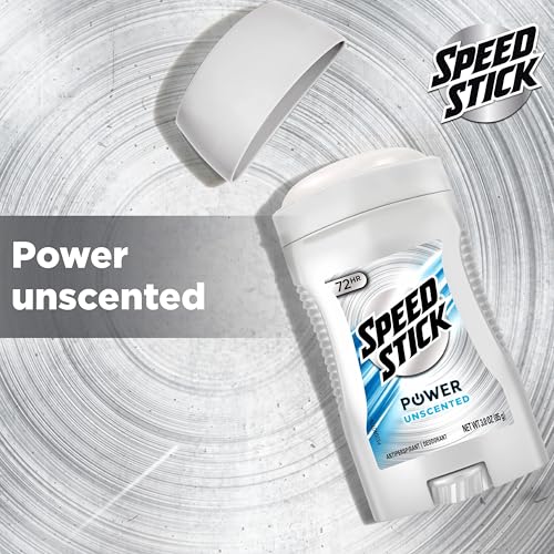 Image of Speed Stick Power Antiperspirant Deodorant for Men, 72 HR Sweat & Odor Protection, Unscented, 3.0 oz Stick (4 Pack)
