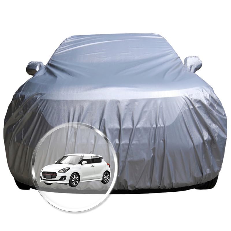 Image of NEODRIFT 'CrystalTech' Car Cover for Maruti Suzuki Swift (100% Water-Resistant, All Weather Protection, Tailored Fit, Multi-Layered & Breathable Fabric) (Colour: Crystal Silver) (Model: 2011-2017)