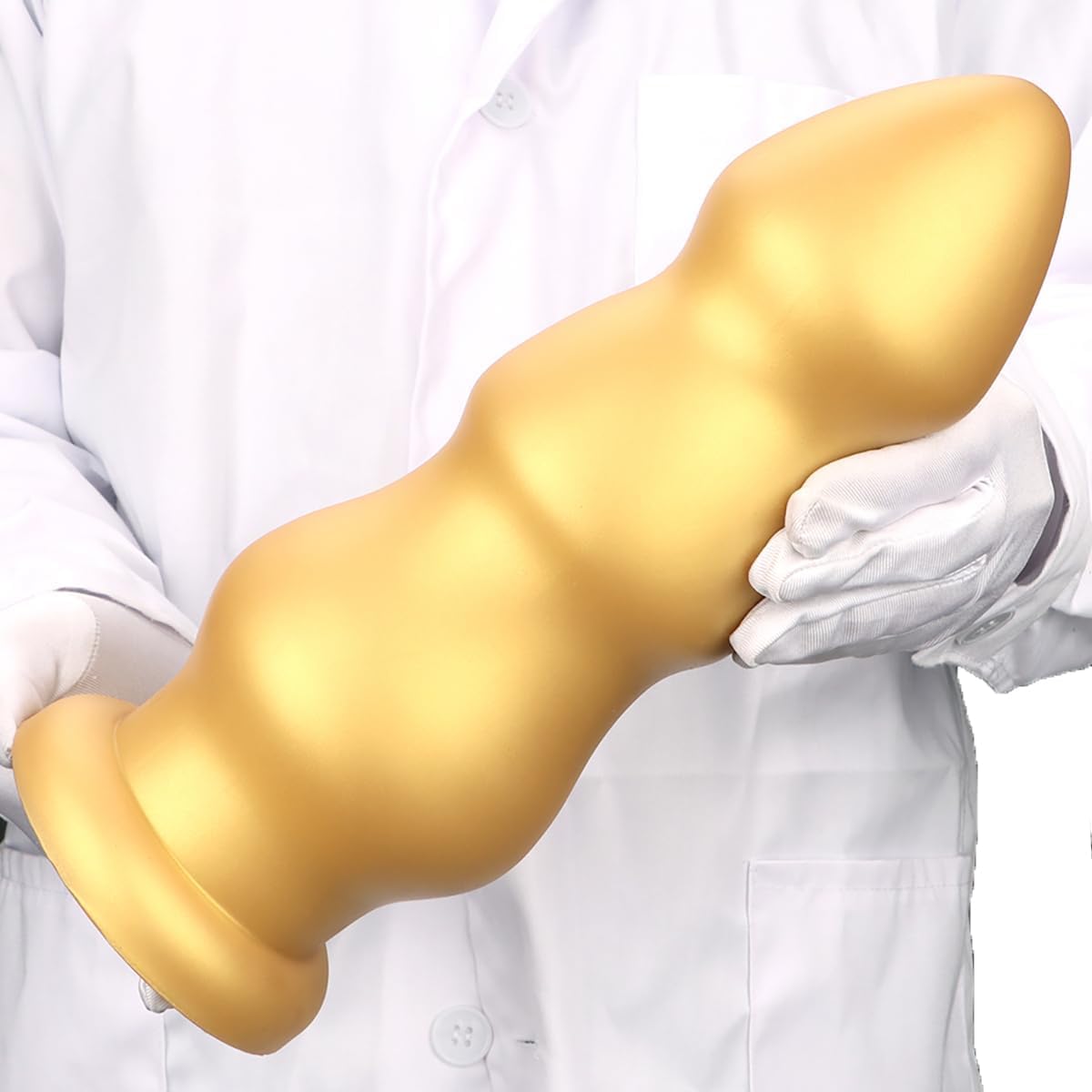 Gienocy Gold Silicone XX Huge Dildo Analdildo with Thick Anal Beads Butt Plug Dildos Vaginal Prostate Massage Stimulation Sex Toys with Strong Suction Cup for Female Male Gay Advanced Player (L): S