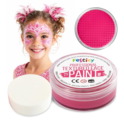 Festicy Maquilhagem profissional, 20 g maquilhagem e 1 esponja de maquilhagem I maquilhagem infantil carnaval Halloween I pintura facial vegana, maquilhagem cara crianças, maquilhagem carnaval (rosa)