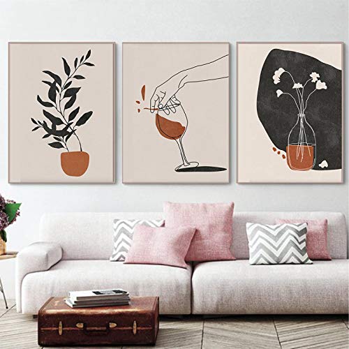 Affiches et impressions murales salon triptyque peinture toile moderne 50x70