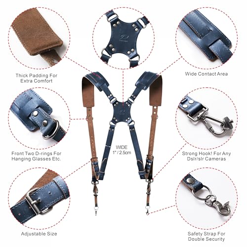 Padwa Lifestyle Blue Dual Camera Harness Strap for Two-Cameras - Image 2