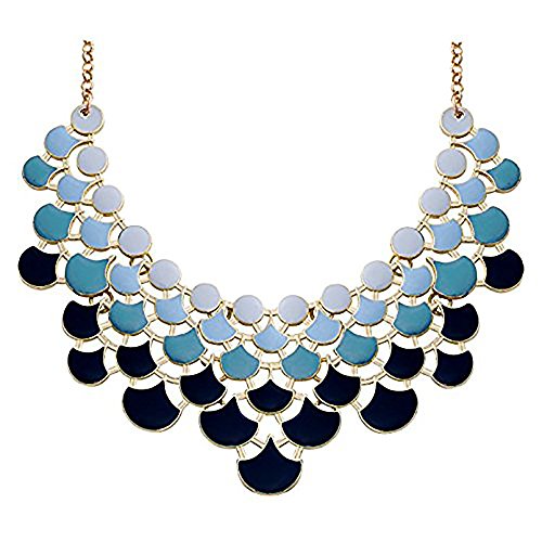 Women Bubble Necklace,Stylish Layered Sequins Choker Necklace Vintage Tassel Collars Openwork Bib Statement Jewelry (Ombre Niagara)