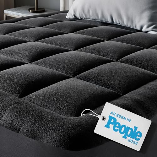Image of Niagara Ultra Soft King Size Mattress Topper - Viscose Made from Bamboo Pillow Top Mattress Pad for Back Pain Relief - Naturally Cooling for Hot Sleepers, fits 6-18 inch Mattress, 600GSM, Black