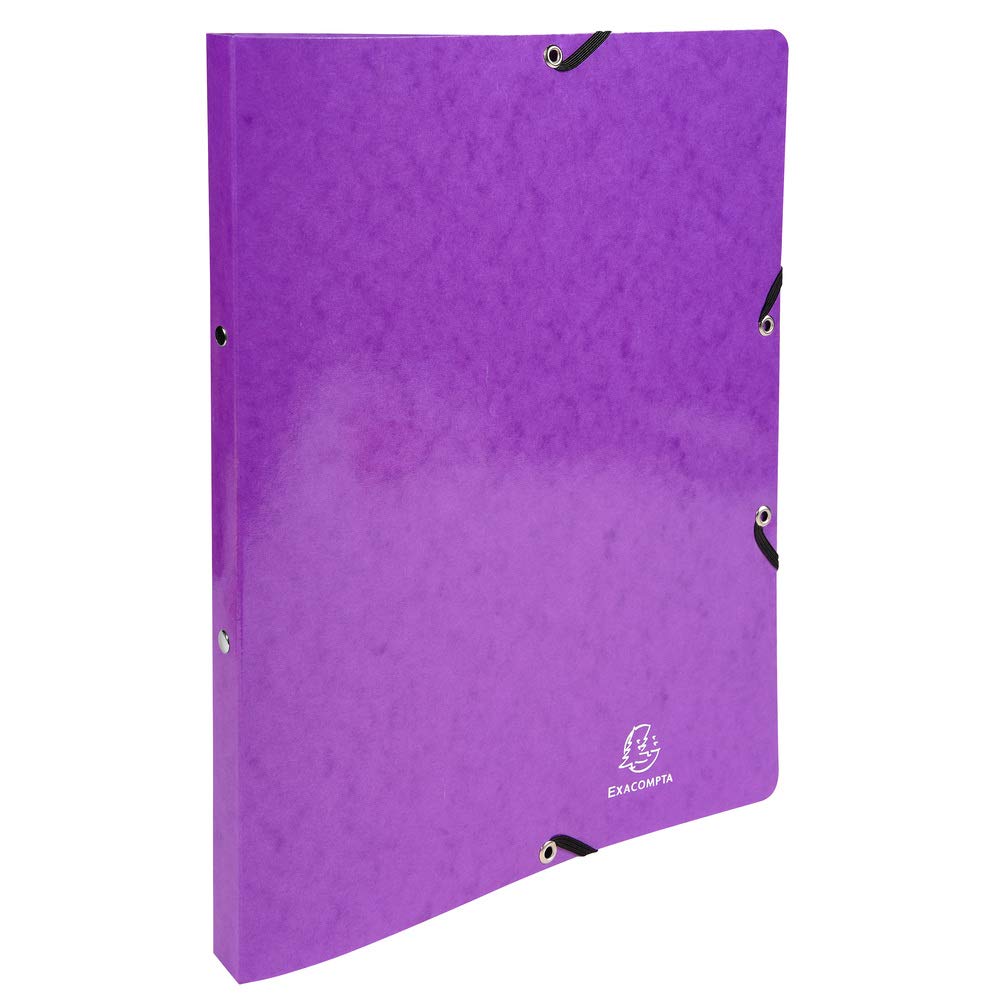 Exacompta - 54829E - Conf. da 20 Raccoglitori in Cartoncino Lustré Lucido 600 g/mq Iderama - Chiusura con Elastici Angolari - 2 Anelli Tondi 15 mm - F.to Esterno 25x32 cm per A4 - 10 Col. Assortiti