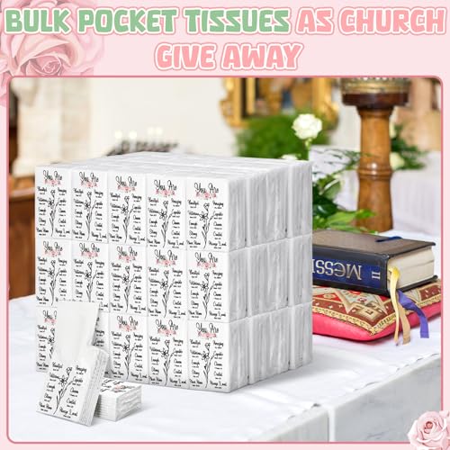 Image of Therwen 100 Pack Pocket Tissues Travel Bulk 1000 Sheet, Inspirational