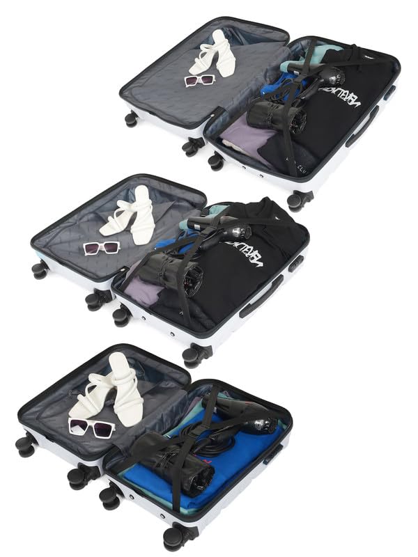 Image of Teakwood Small-Medium-Large 8 Wheels Trolley Bag, Hard Cabin with Zipper Closure, Adjustable Push Button & Cross Side Strap, TSA Lock System 360 Degree (Set of 3, Silver)