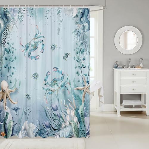 50% Off Coastal Blue Crab Shower Curtain - $11.87 - Image 3